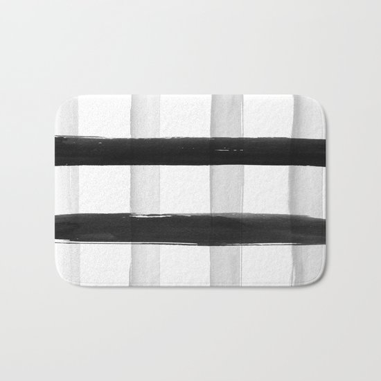 Black and White Brush Strokes Bath Mat