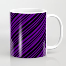 [ Thumbnail: Black and Indigo Colored Lines/Stripes Pattern Coffee Mug ]