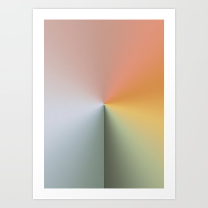 Line Gradient / Xanadu & Grey Asparagus Art Print