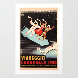 Vintage Italian Advertising Poster - Viareggio Carnevale Art Print