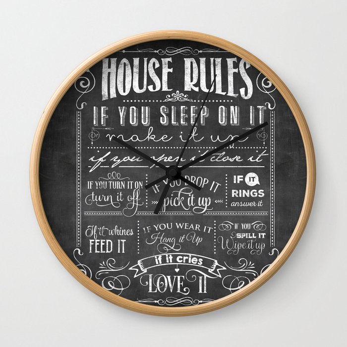 House Rules Retro Chalkboard Wall Clock
