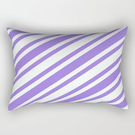 [ Thumbnail: Purple and Mint Cream Colored Pattern of Stripes Rectangular Pillow ]