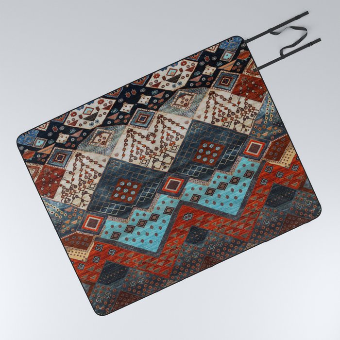 N184 - Boho Heritage Desert Traditional African Moroccan Style Picnic Blanket