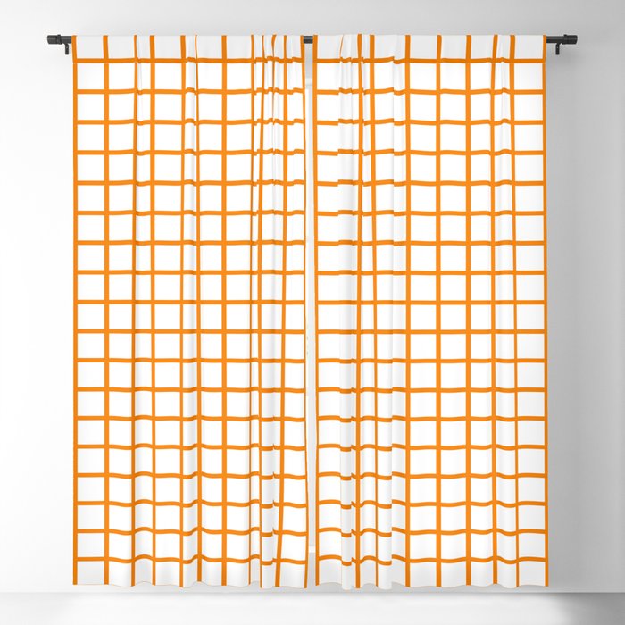 Orange Grid Pattern Blackout Curtain