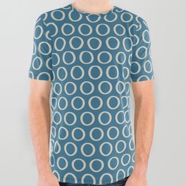 Inky Dots Minimalist Pattern in Boho Blue and Beige  All Over Graphic Tee