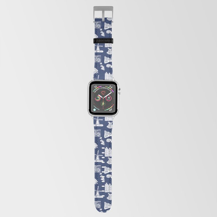 Netherlands Toille de Jouy pattern in Delft Blue background Apple