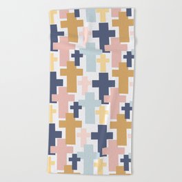 Pastel Cross Pattern | Easter Christ Jesus Religious Faith God Christ Lord Beach Towel