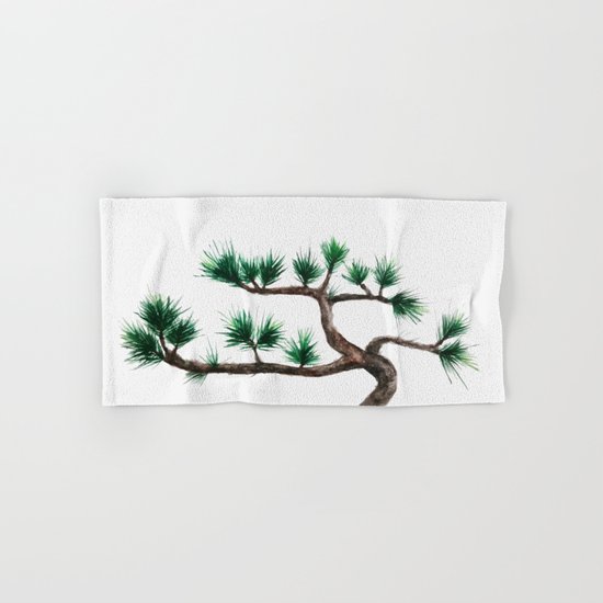 green pine tree painting Hand & Bath Towel