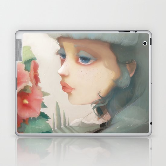 Pensees et roses tremieres Laptop & iPad Skin