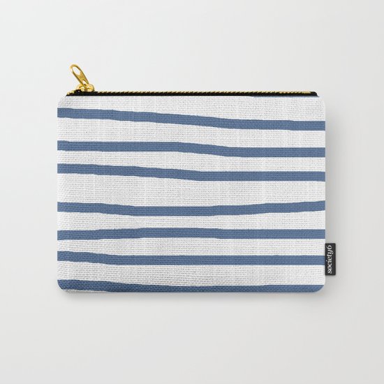 Simply Drawn Stripes in Aegean Blue and White Carry-All Pouch