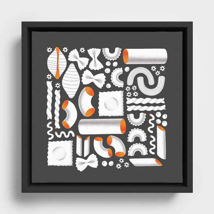 Pasta Shapes Pattern Framed Canvas