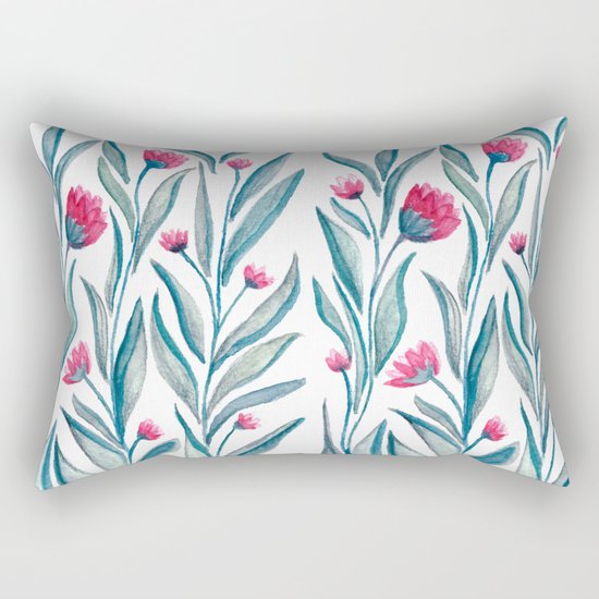 Watercolor Flowers Rectangular Pillow