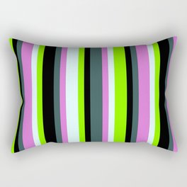 [ Thumbnail: Dark Slate Gray, Orchid, Light Cyan, Chartreuse & Black Colored Lines/Stripes Pattern Rectangular Pillow ]