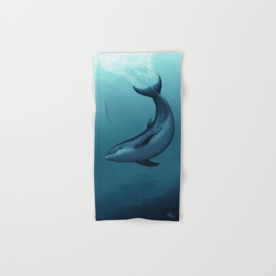 "Siren of the Blue Lagoon" by Amber Marine ~ Dolphin Art, Digital Painting, (c) 2015 Hand & Bath Towel