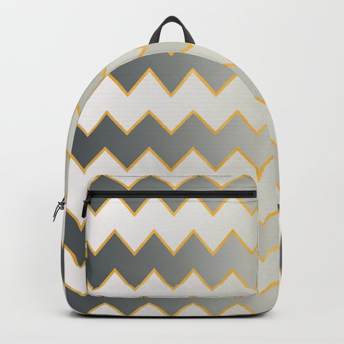 Silver Gold Modern Zig-Zag Line Collection Backpack