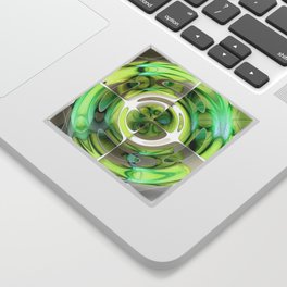 Lime and Green Abstract Collage Sticker