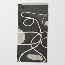 Abstract Face Line Art 13 Beach Towel