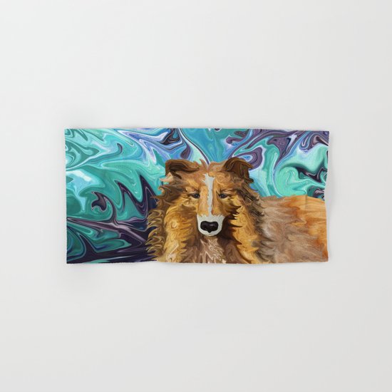 The Inquisitive Collie of the Psychedelic Dog Parade Hand & Bath Towel