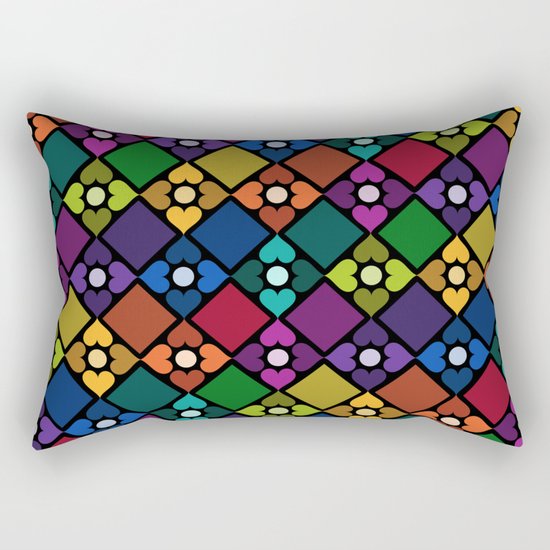 Colorful Floral Pattern Rectangular Pillow