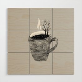 A cup of tea and trees. Winter landscape Wood Wall Art