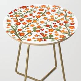 Lovely Blossoms - red orange on white Side Table