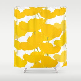 Yellow Mellow Poppies On A White Background #decor #society6 #buyart Shower Curtain
