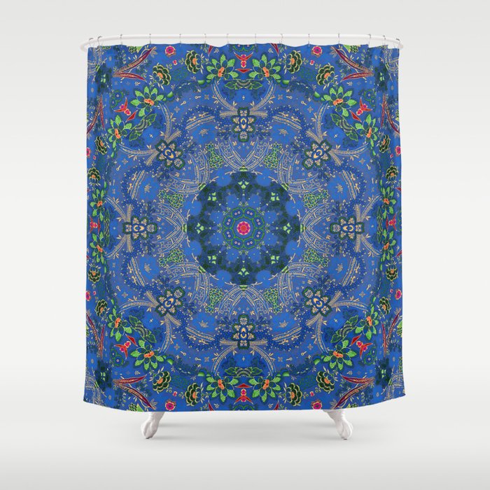 Antique Moroccan Midnight Flowers Shower Curtain