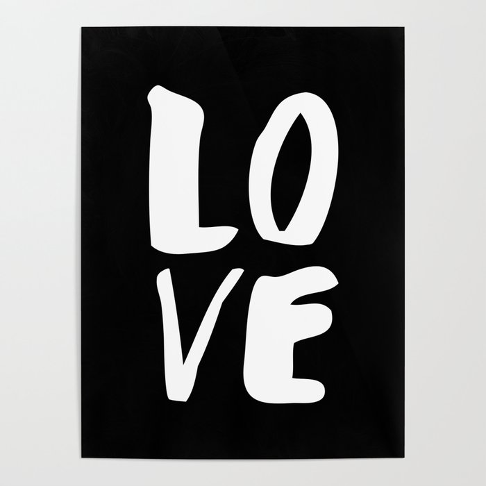 LOVE Wall Art Home Decor in Black-and-White Ink Modern Typography Poster Graphic-Design Minimalism Poster