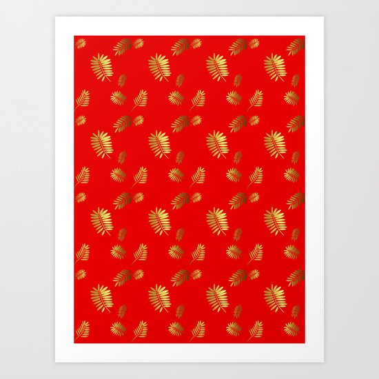 Tropical Pattern Red Art Print