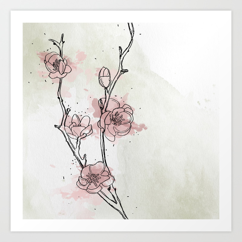 Watercolor Plum Blossom Art Print By Morganmartinezart Society6