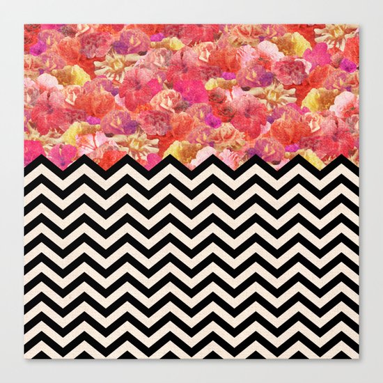 Chevron Flora Canvas Print