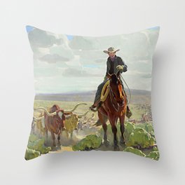 “Texas of Old” by W Herbert Dunton Throw Pillow