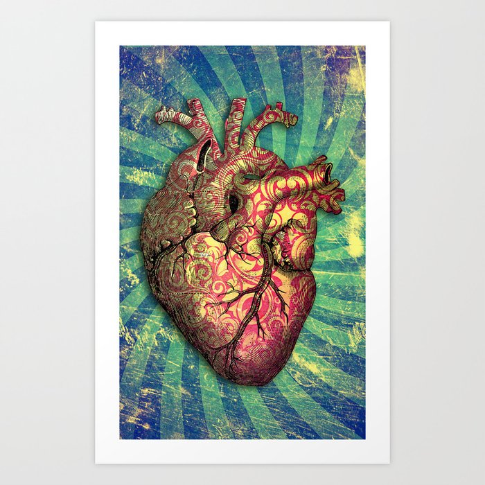 Anatomical heart wall art print