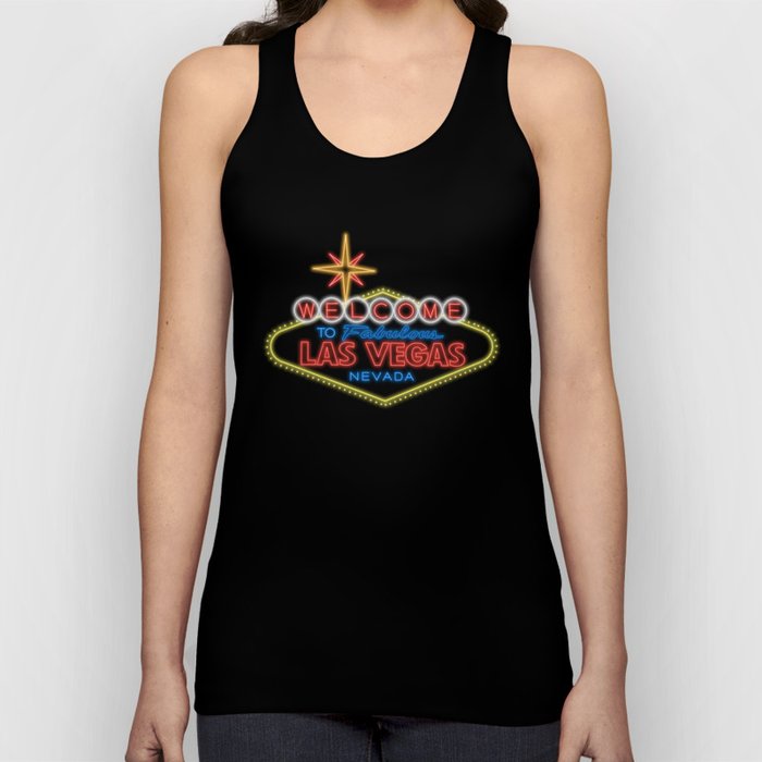 Welcome To Vegas Sign Digital Drawing Night Tank Top