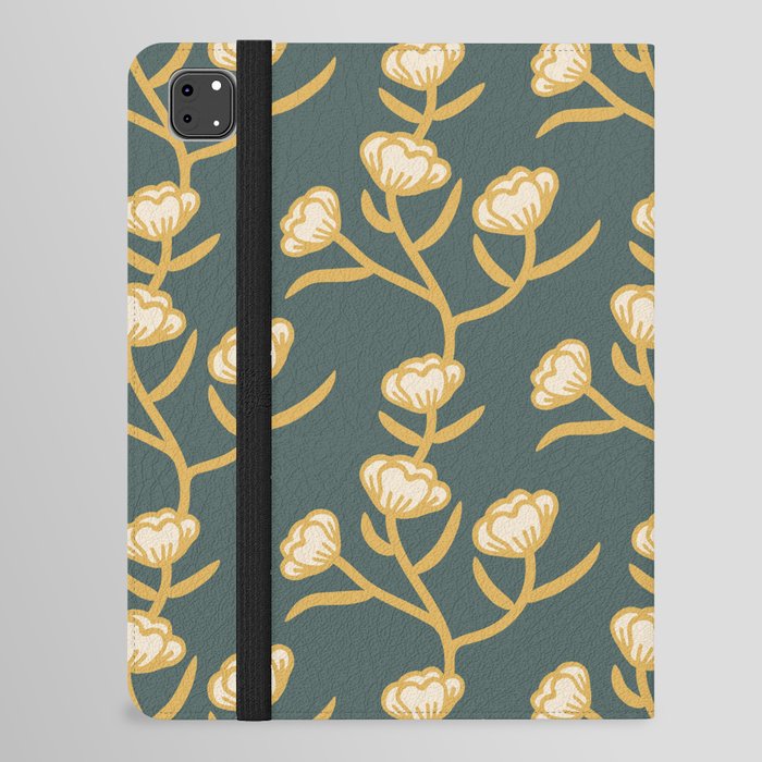 Modern Floral Camellia Vine Pattern All Green Fantasy iPad Folio Case