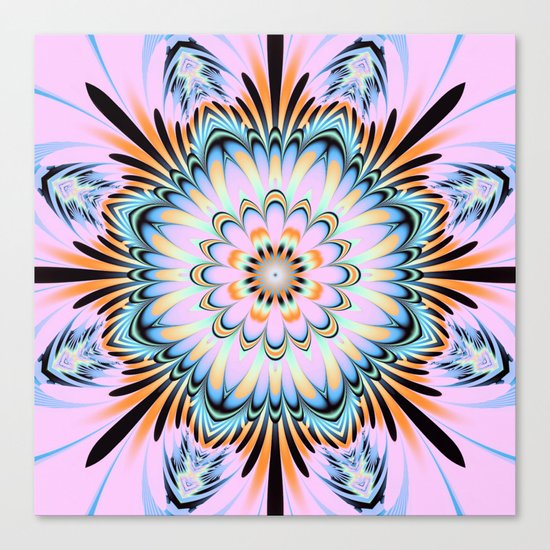 Decorative fantasy flower with a pastels heart Canvas Print