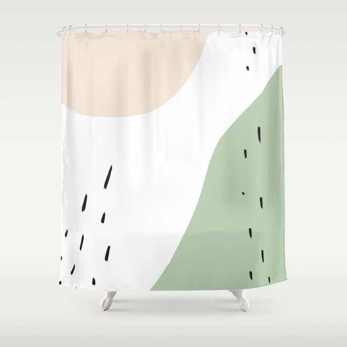 minimalist blush & sage shapes Shower Curtain