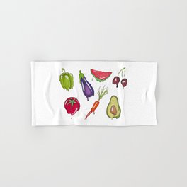 Trippy Melting Fruits and Vegetables - Hand Drawn Hand & Bath Towel
