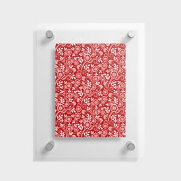Red And White Eastern Floral Pattern Floating Acrylic Print