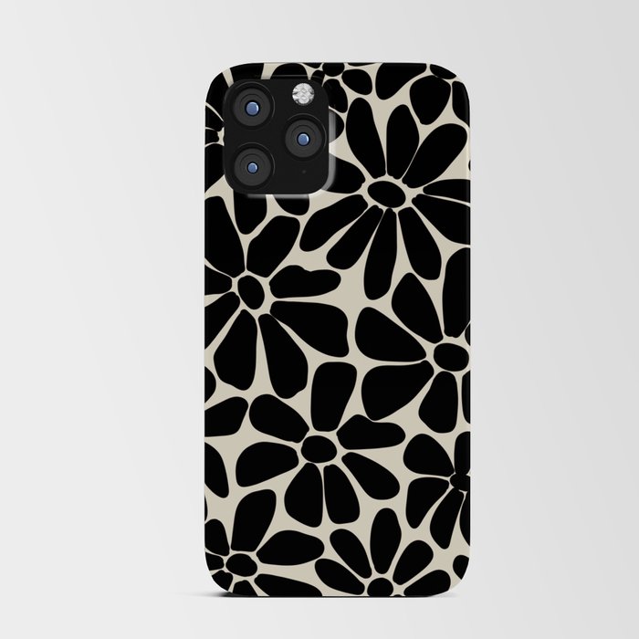 Black and White Retro Floral Art Print  iPhone Card Case