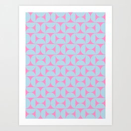 Retro Pink And Blue Preppy Geometric Pattern Art Print