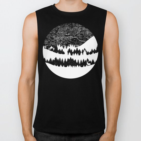 Map Silhouette Circle Biker Tank