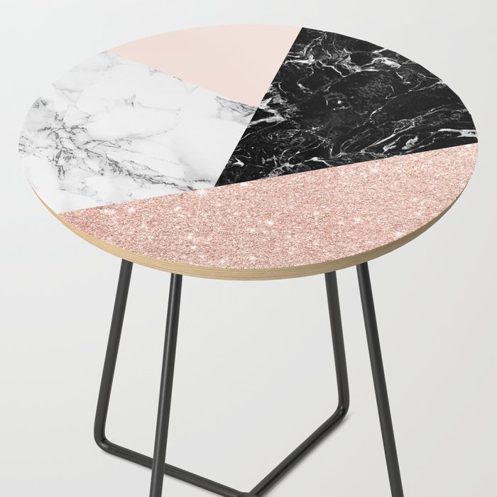 Black White Marble Blush Pink Rose Gold Glitter Color