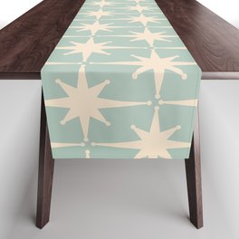 Atomic Age Retro 1950s Starburst Pattern in 50s Celadon Blue Green and Cream Table Runner