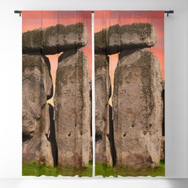 Great Britain Photography - Red Sunset Over The Famous Stonehenge Blackout Curtain