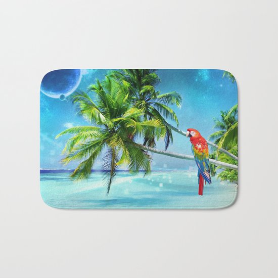 Parrot in the beach Bath Mat