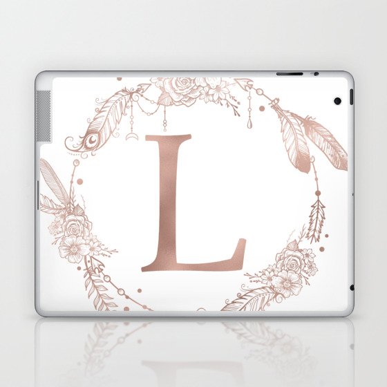 Letter L Rose Gold Pink Initial Monogram Laptop & iPad Skin