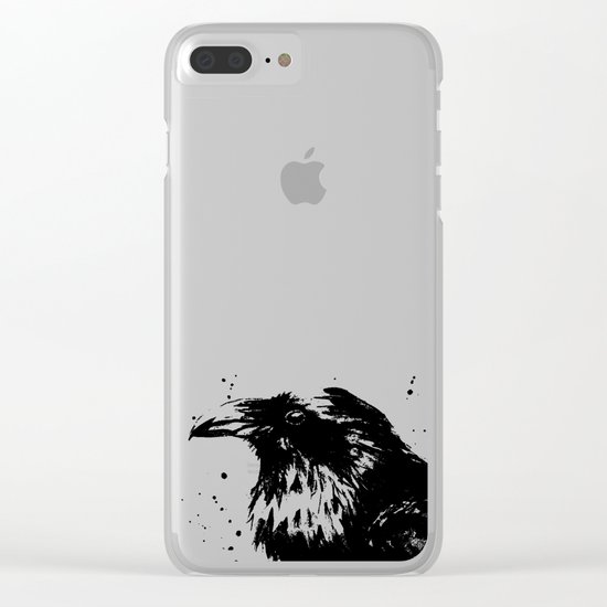 Raven Watercolor Bird Animal Clear iPhone Case