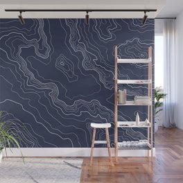 Navy topography map Wall Mural