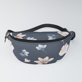 Navy Blue Floral Watercolor Pattern Fanny Pack